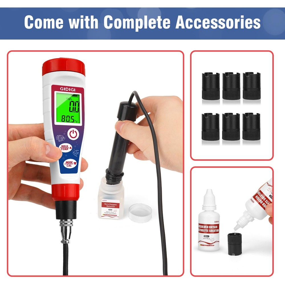 Digital Dissolved Oxygen Meter,Dissolved Oxygen Test Kit with 4.92 ft Probe Cabl