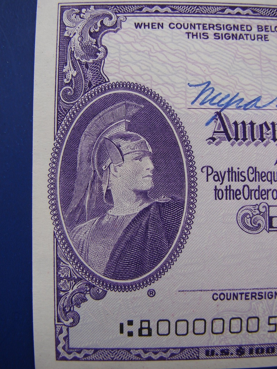 Vintage American Express Travelers Check Cheque $100 US Dollars Unused MINTY 600