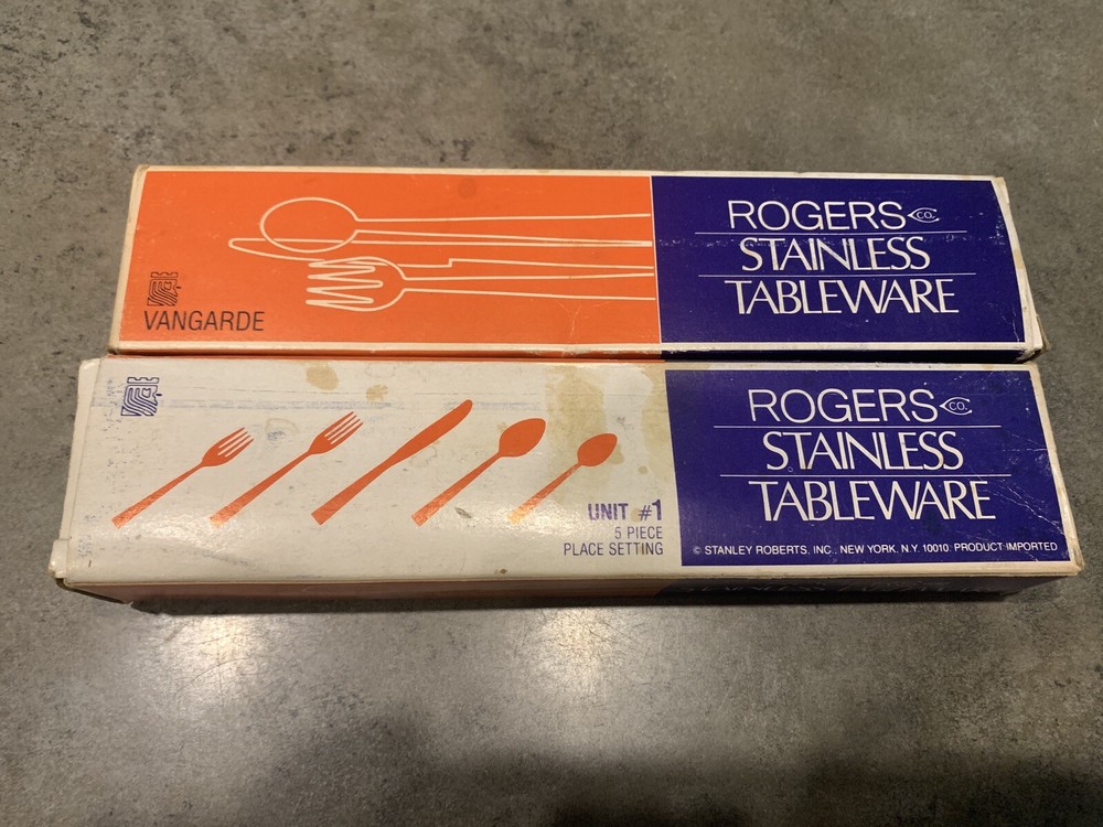 ROGERS STAINLESS TABLEWARE Two Boxes New 5 Piece Place Settings Vanguard