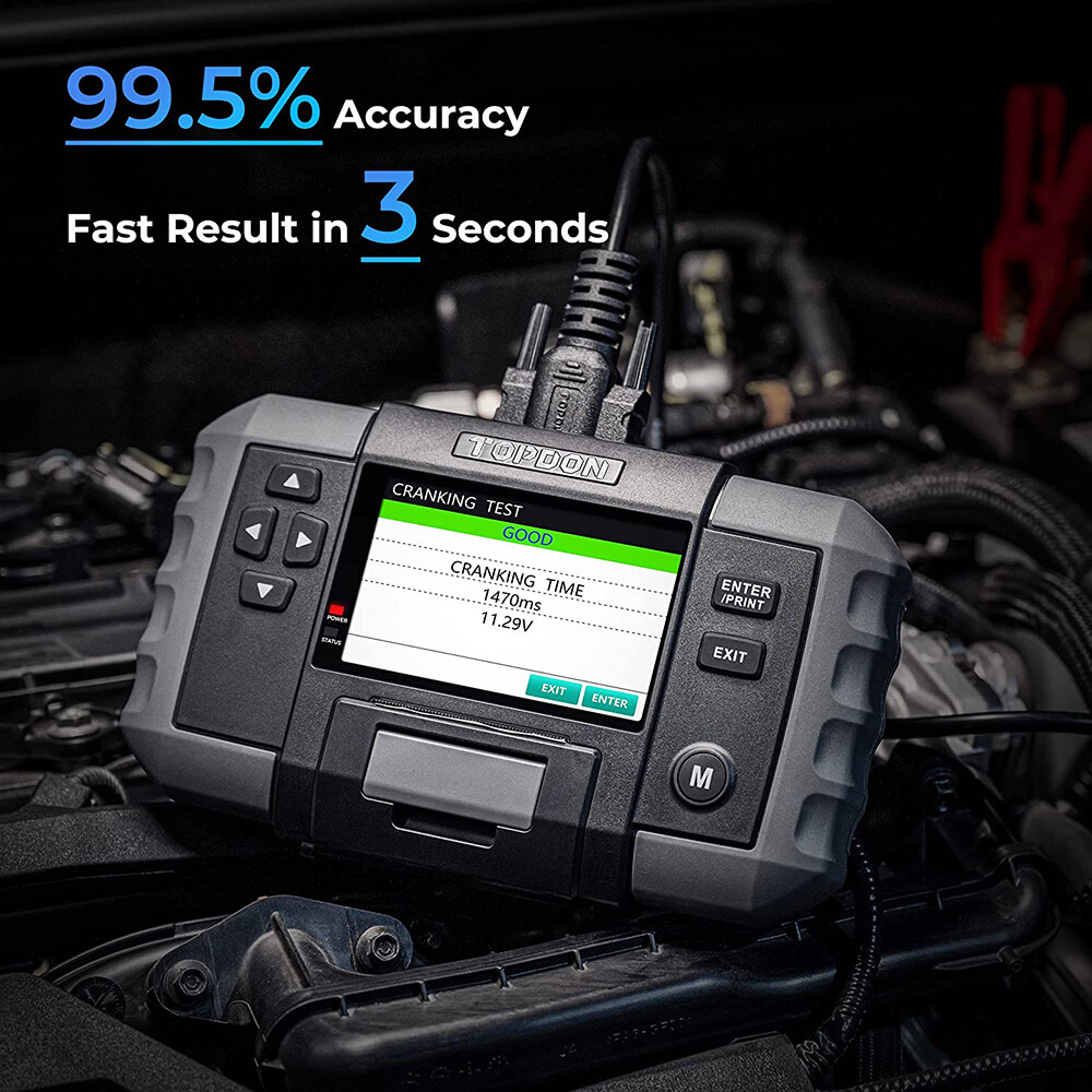 TOPDON Car Battery Tester with Printer 12V Cranking Charging Load Test Analyzer