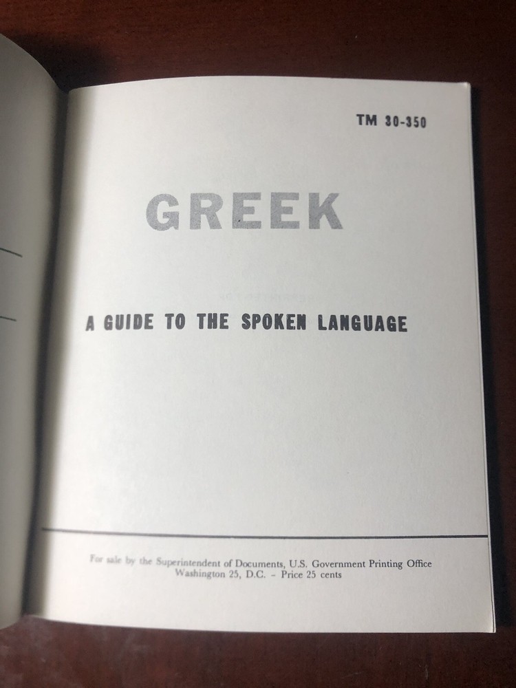 TM 30-350 Greek Language Guide Navy Version 1958