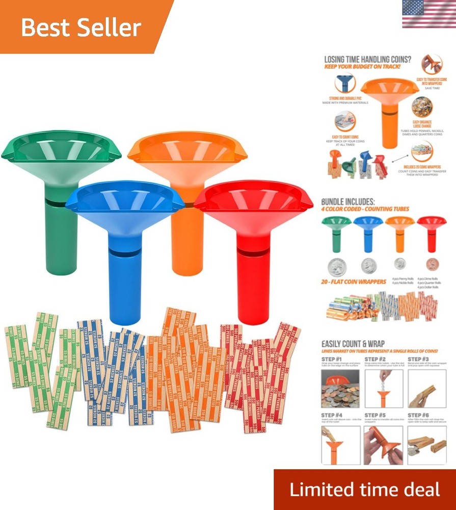 Durable Coin Sorting Tubes & Assorted Wrappers Bundle – Perfect for Collectors