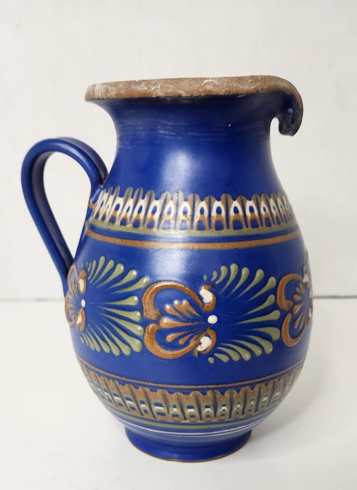 Blue Tellingsted Folklore Pitcher/Vase From Germany