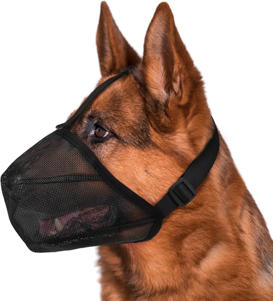 Adjustable Dog Muzzle Large Dogs Breathable Mesh Rubber Muzzles Anti-Dropping