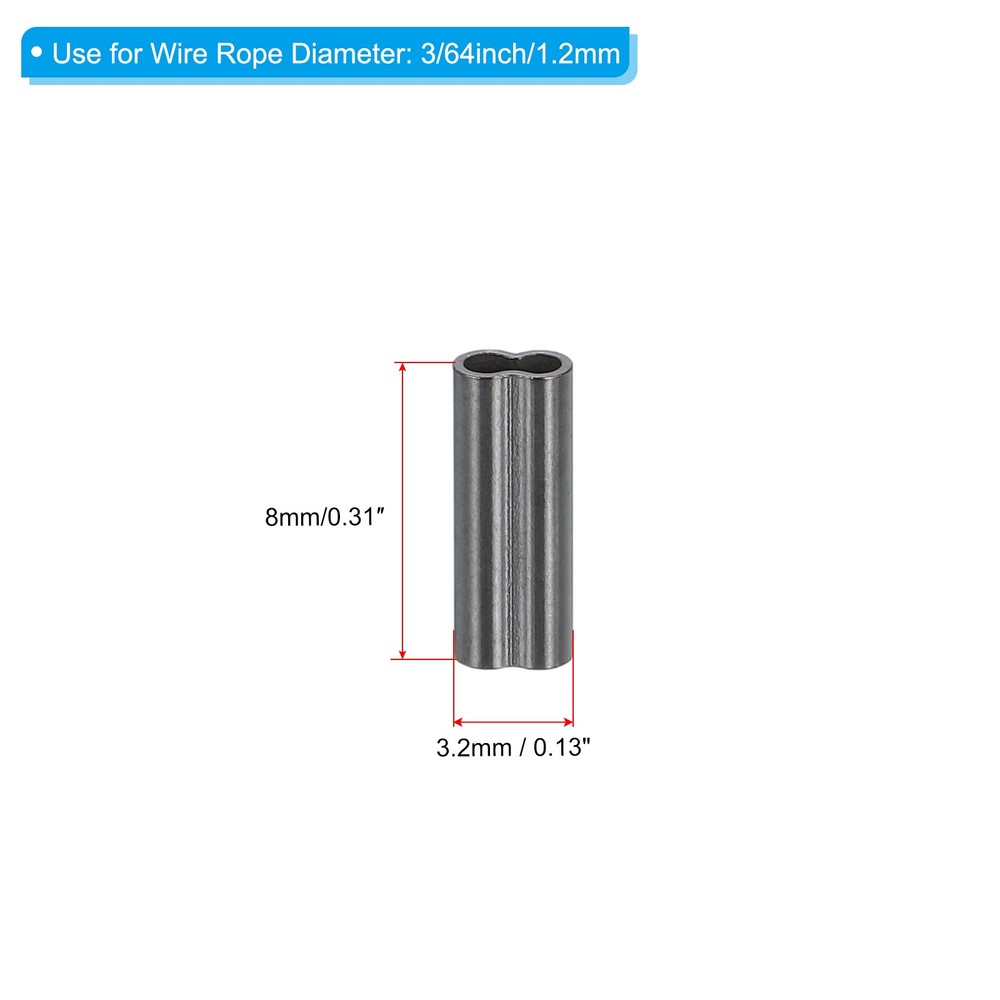 3/64" 1.2mm Wire Rope Loop Sleeve 100 Pcs Double Ferrule Loop Sleeve