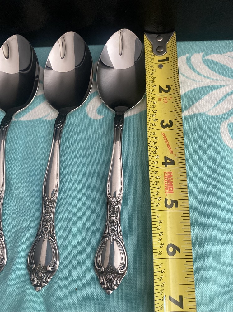 4 Oneida West Bend AFFECTION Stainless USA Glossy Dinner Spoons Flatware