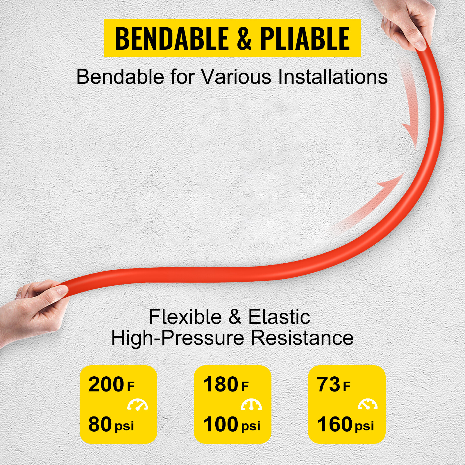 VEVOR 1/2"x1000ft Pex Tubing Oxygen Barrier Red Pex-B Pipe Radiant Floor Heat