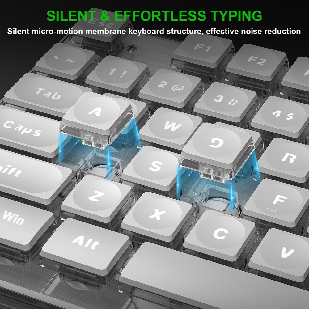 Wireless Keyboard and Mouse Combo, Rechargeable Backlit Gaming Set for PC, Mac