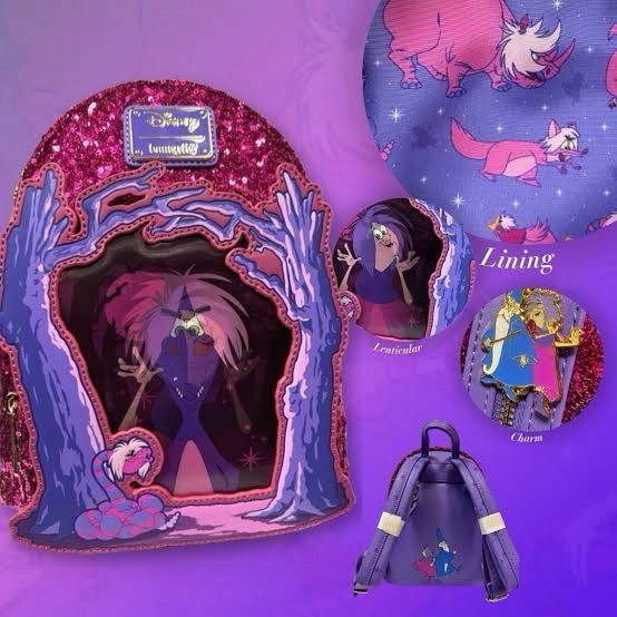 Loungefly Disney Sword in the Stone Madam Mim Lenticular Sequin UK Excl Backpack