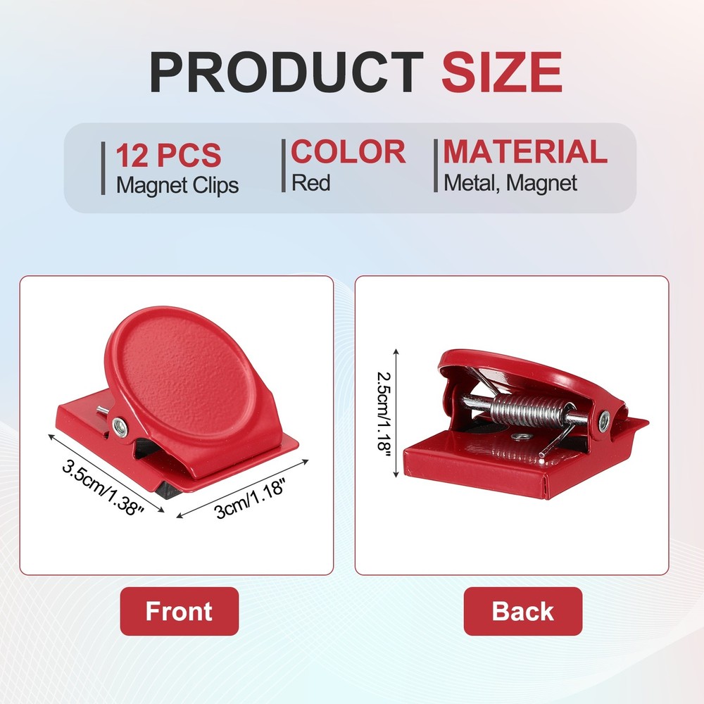 12Pcs Round Fridge Magnets Clips, Red