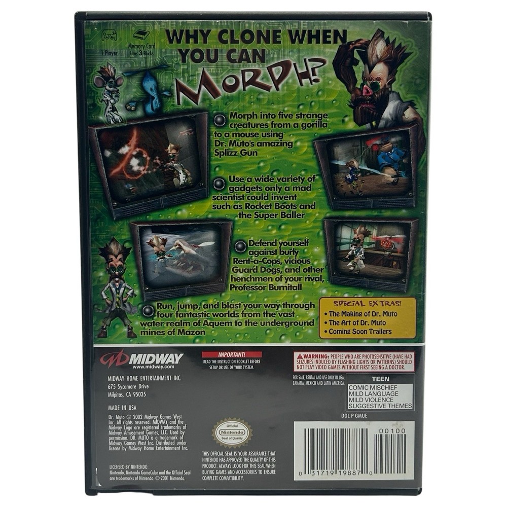 Dr. Muto (Nintendo GameCube, 2002) Authentic Game Case