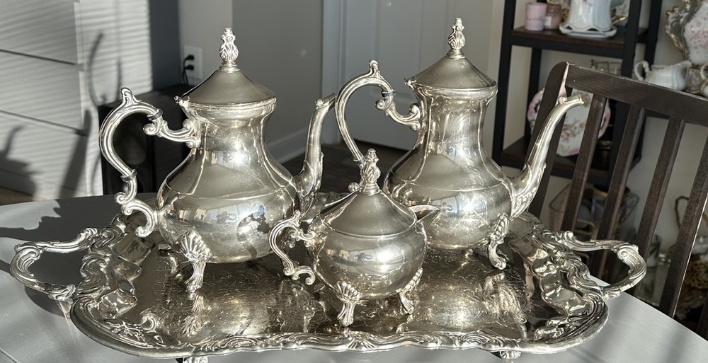 Antique Silverplate Tea & Coffee Set on Tray