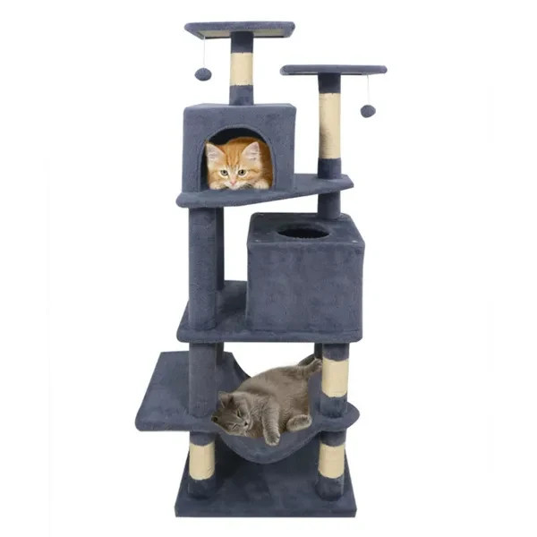 Multi-Level Cat Tree Tower with Scratching Posts - Large Cat Condo with Hammock