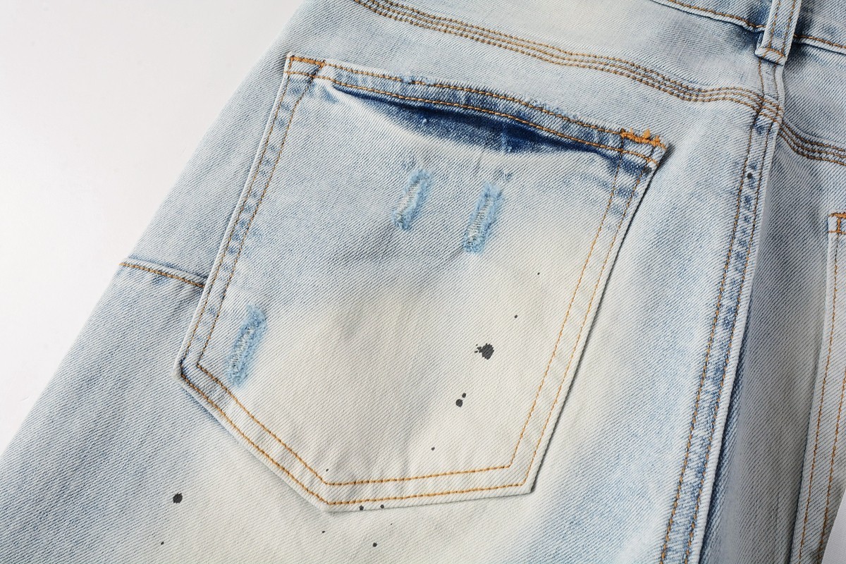 2026 New Purple brand Men's personalized fashion inkjet Blue jeans