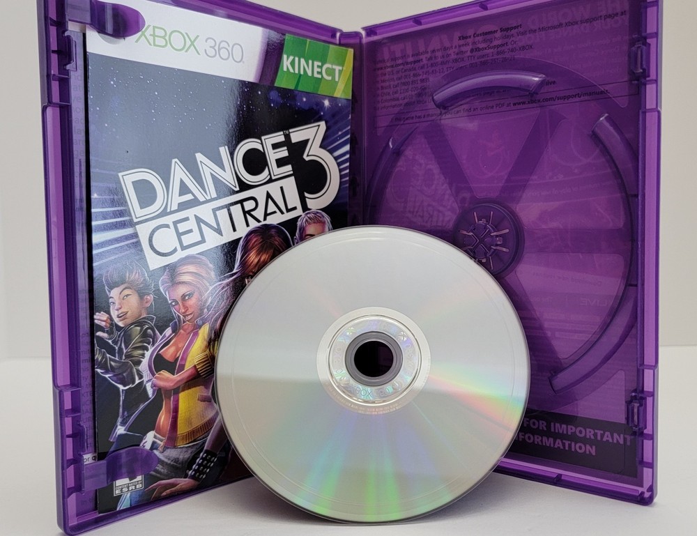 Xbox 360 Kinect Sensor Camera With KINECT ADVENTURES & DANCE CENTRAL 3