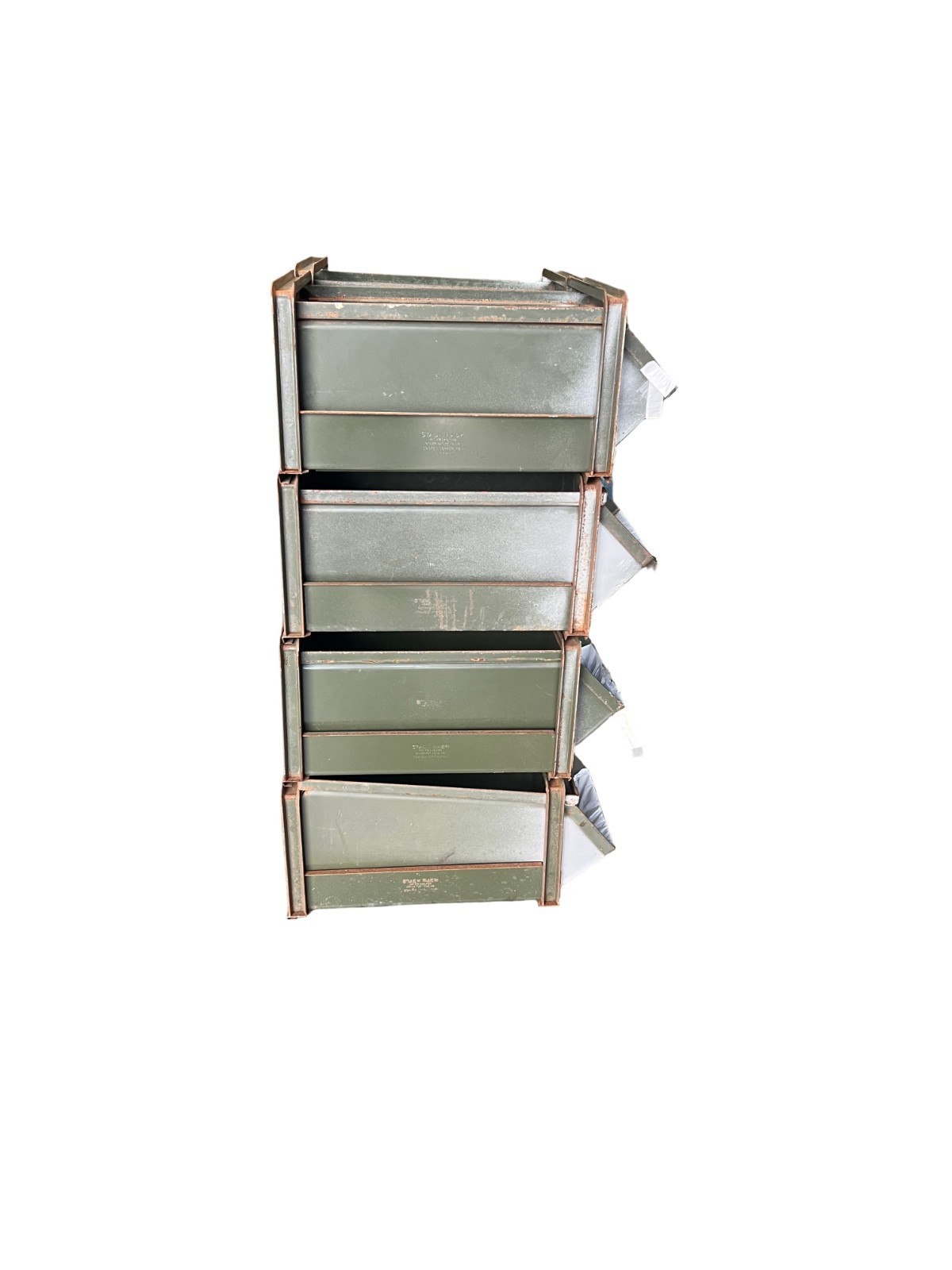 Steel Storage Drawers w/Stackable Frame Old Green L:20" x W:10" x H:8.5"