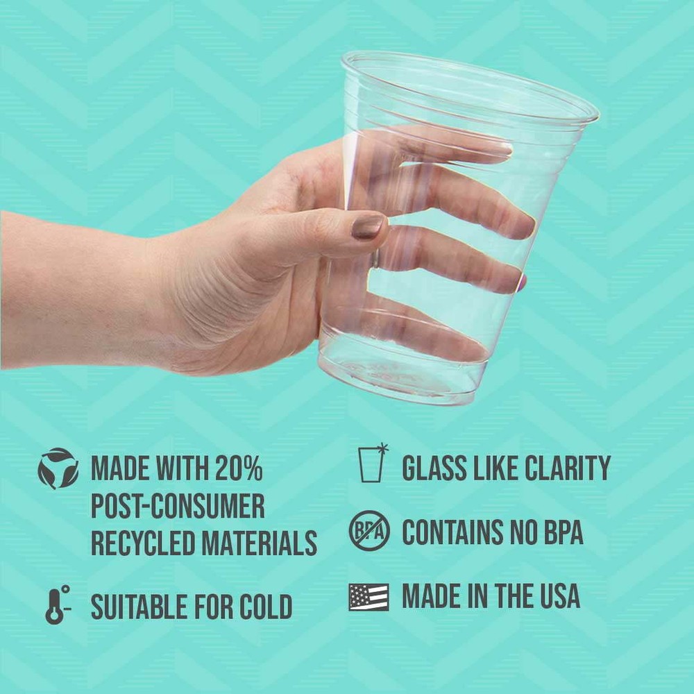 (2 pack) Solo Disposable Plastic Cups, Clear, 18oz, 25 Count