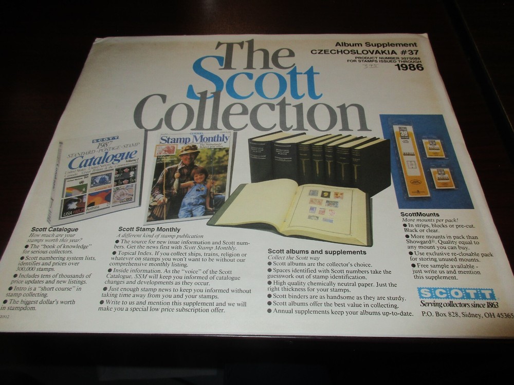 THE SCOTT ALBUM SUPPLEMENT CZECHOSLOVAKIA #37 ,1986  W/FREE SHIPPING!!