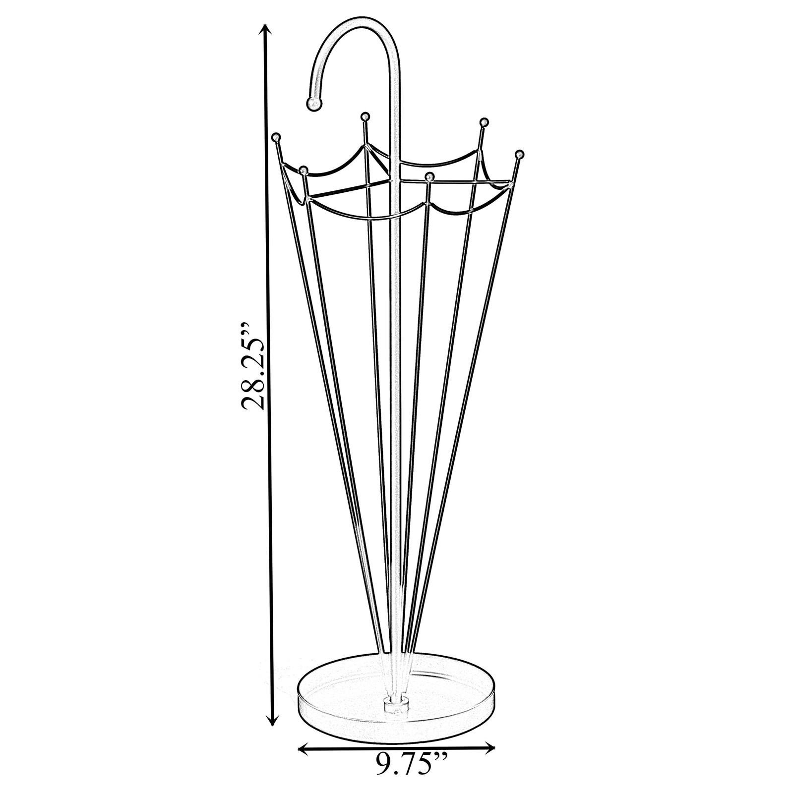 Vintiquewise Black Umbrella Holder Stand Indoor Outdoor Floor Standing Cane Rack