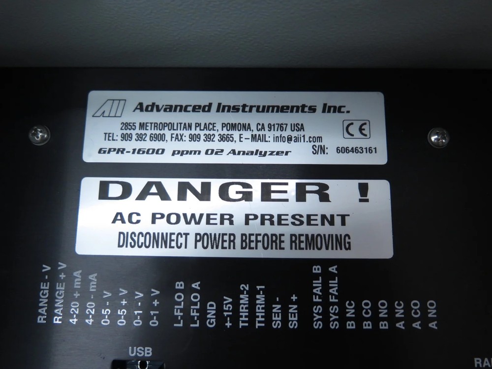 Advance Instruments GPR-1600 PPM O2 Analyzer