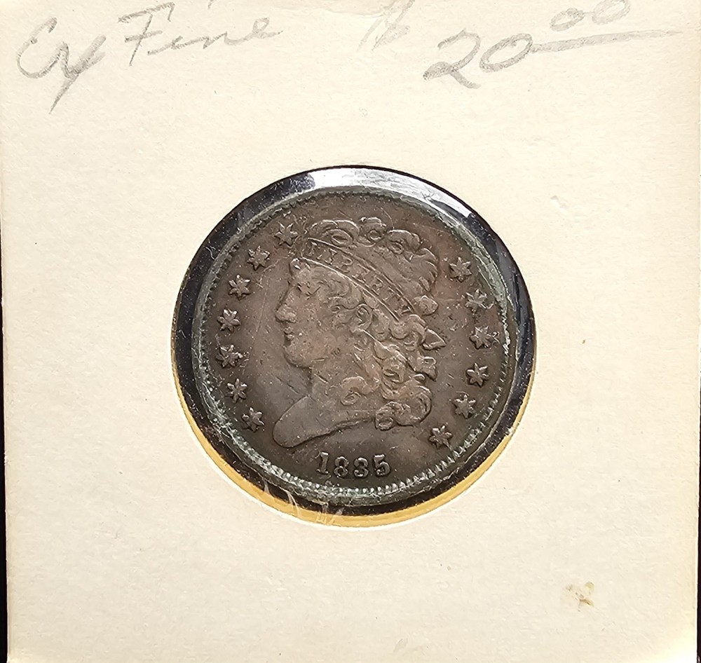 1835 Coronet Head Large Half Cent Coin ENCASED Great Condition