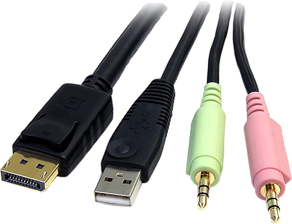 6Ft 4-In-1 USB Displayport KVM Switch Cable W/Audio & Microphone (Dp4N1Usb6),Bla