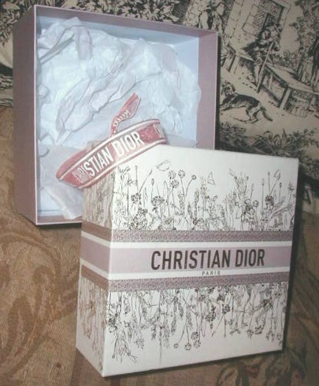 Large Christian Dior Limited Edition Gift Box & Ribbon Purple Gold Box Only VG