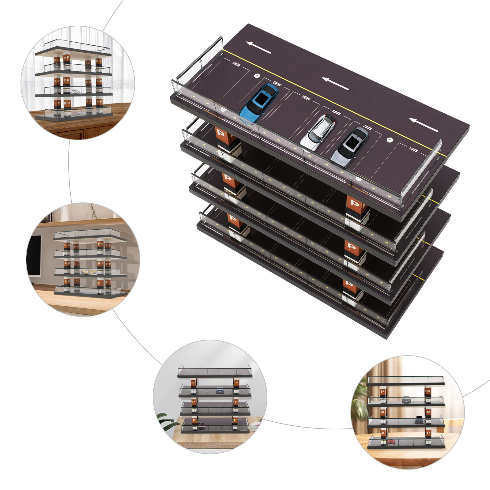 4-Story Diorama 1/64 Car Garage Model Parking Lot Backdrop Display Scene Model