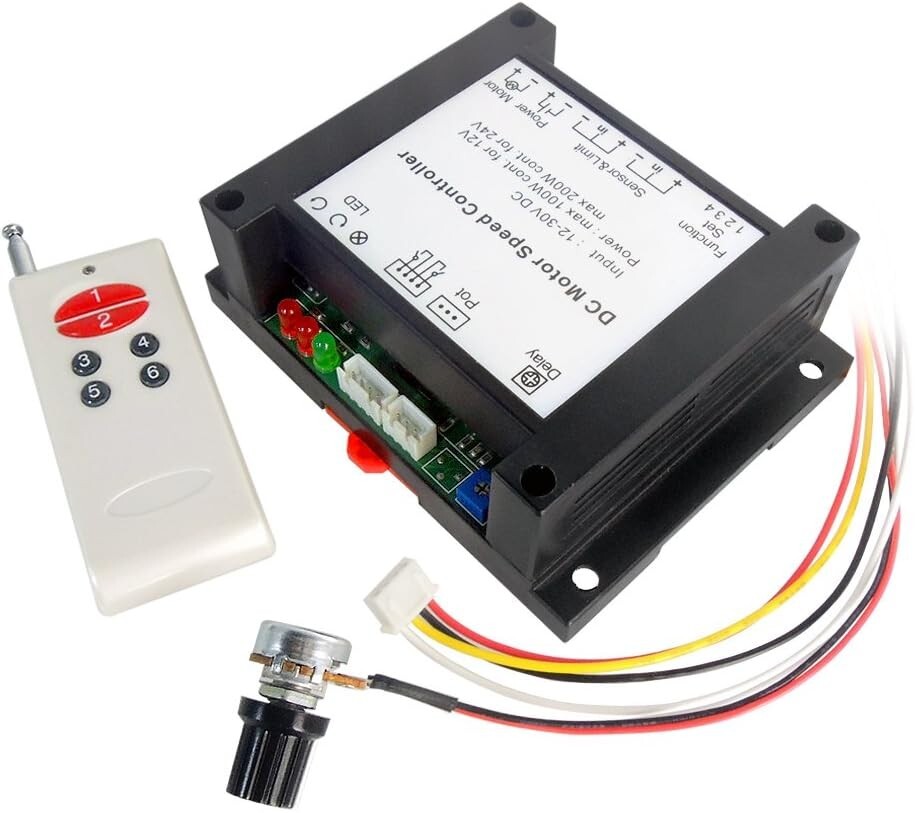 12V-30V 24V 200W DC Wireless Remote Motor Speed Controller Adjustable Reversible