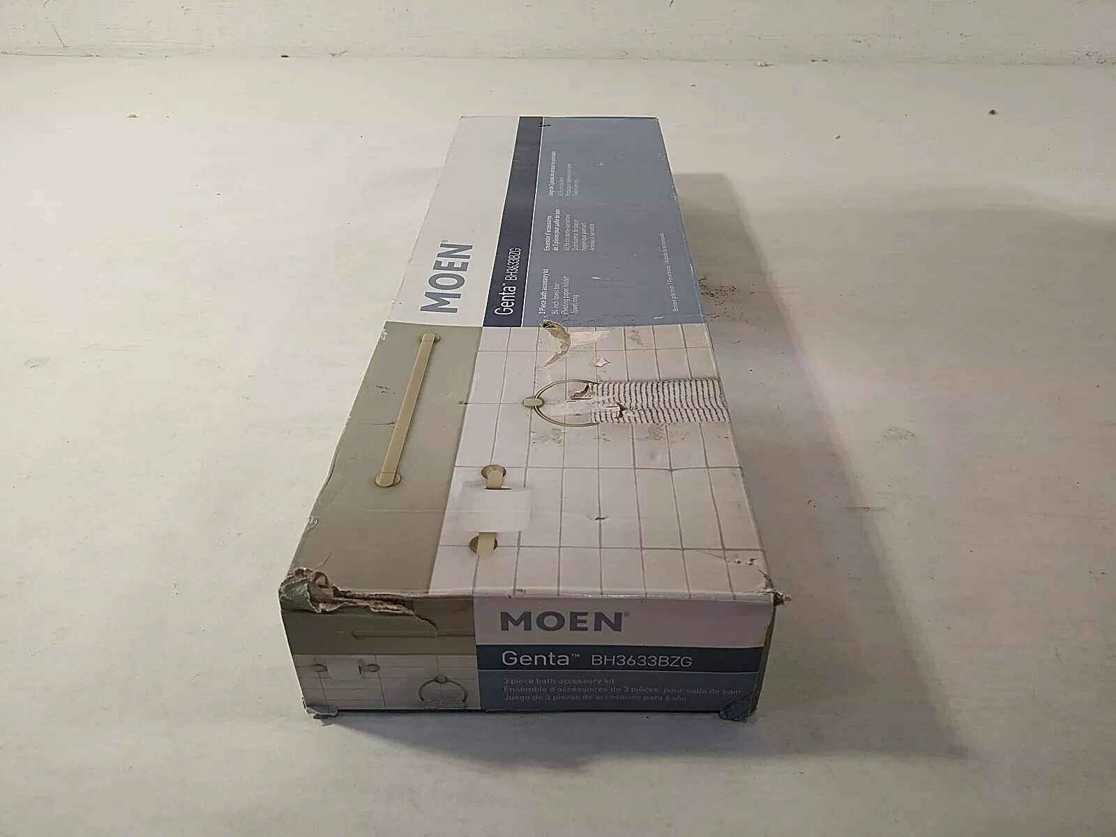 MOEN Genta Bath Hardware Set w/Towel Bar Paper Holder Towel Ring Bronzed Gold