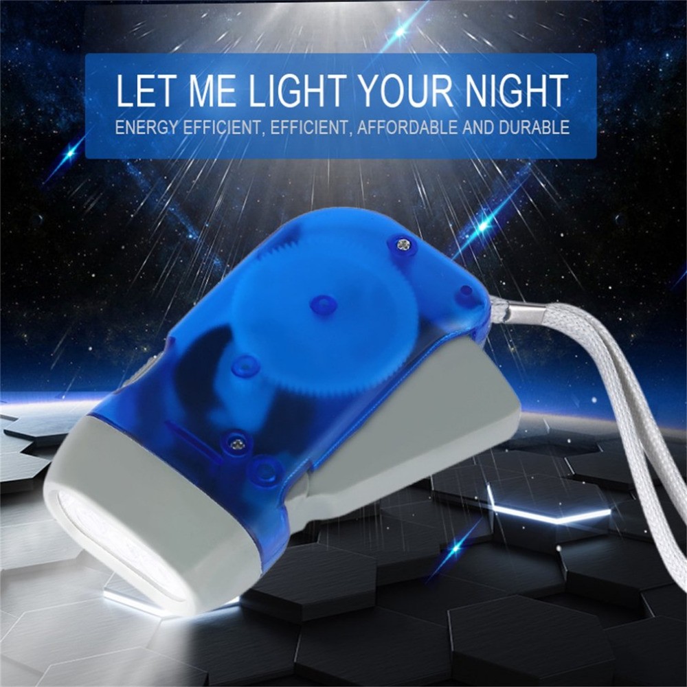 4PCS Hand Press Crank Flashlight Squeeze Powered No Battery LED Light Emergency