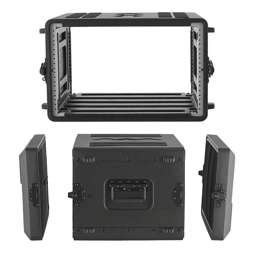 VEVOR 6U Rack Case Rackmount Flight Case 15 in with Microphone Compartments