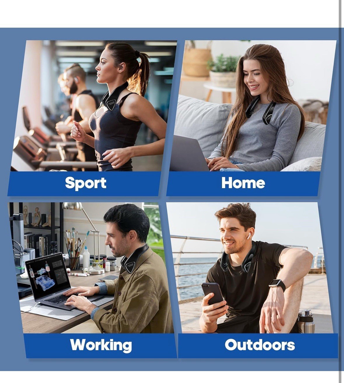 6000mAh Portable Neck Fan Rechargeable, Bladeless Operated Wearable for Travel