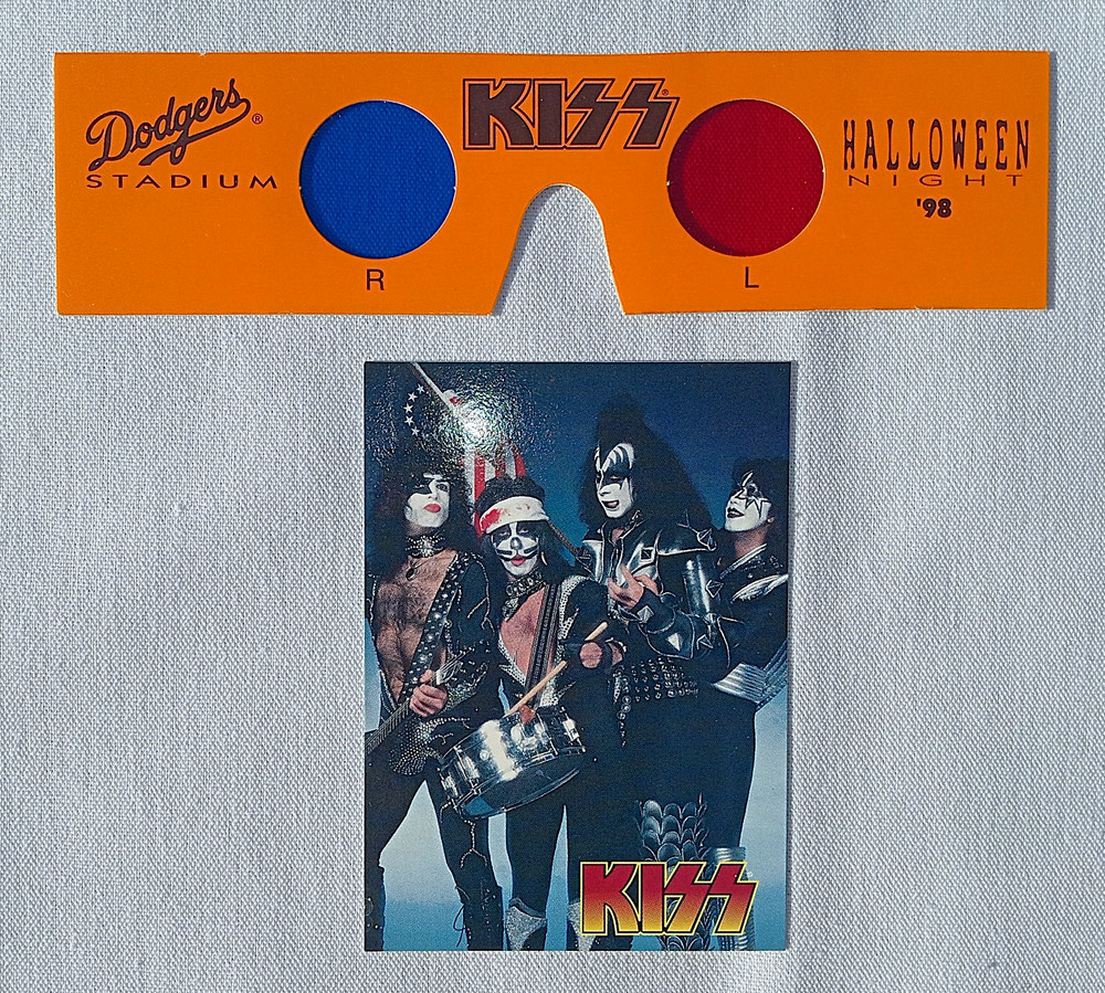 KISS 1998 Dodger Stadium 3-D Glasses / 1997 Cornerstone Promo Trading Card/Mint+