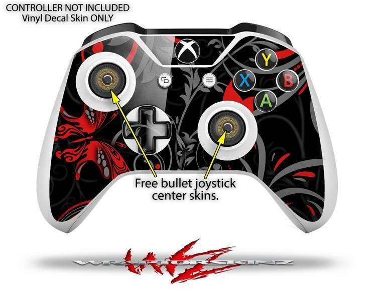Skin XBOX One S Console Controller Twisted Garden Gray Red