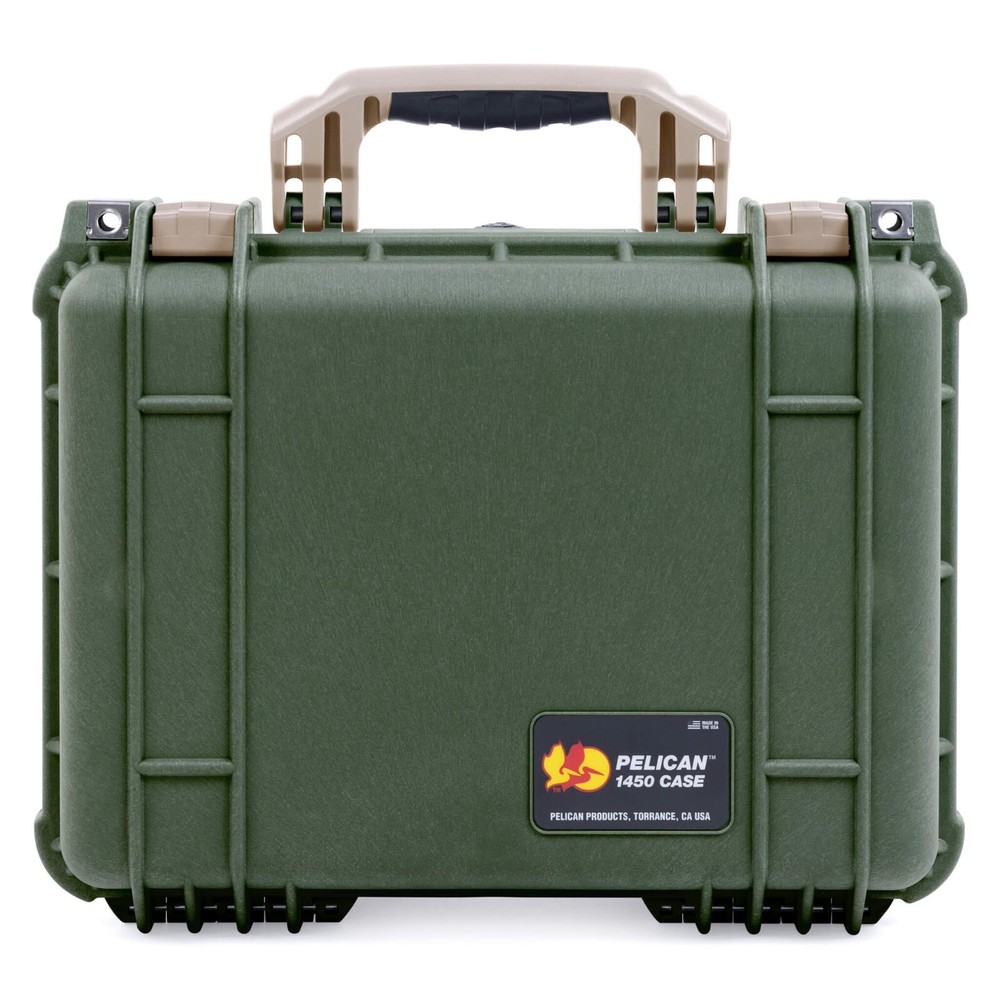 OD Green & Tan Pelican 1450 case. With foam.
