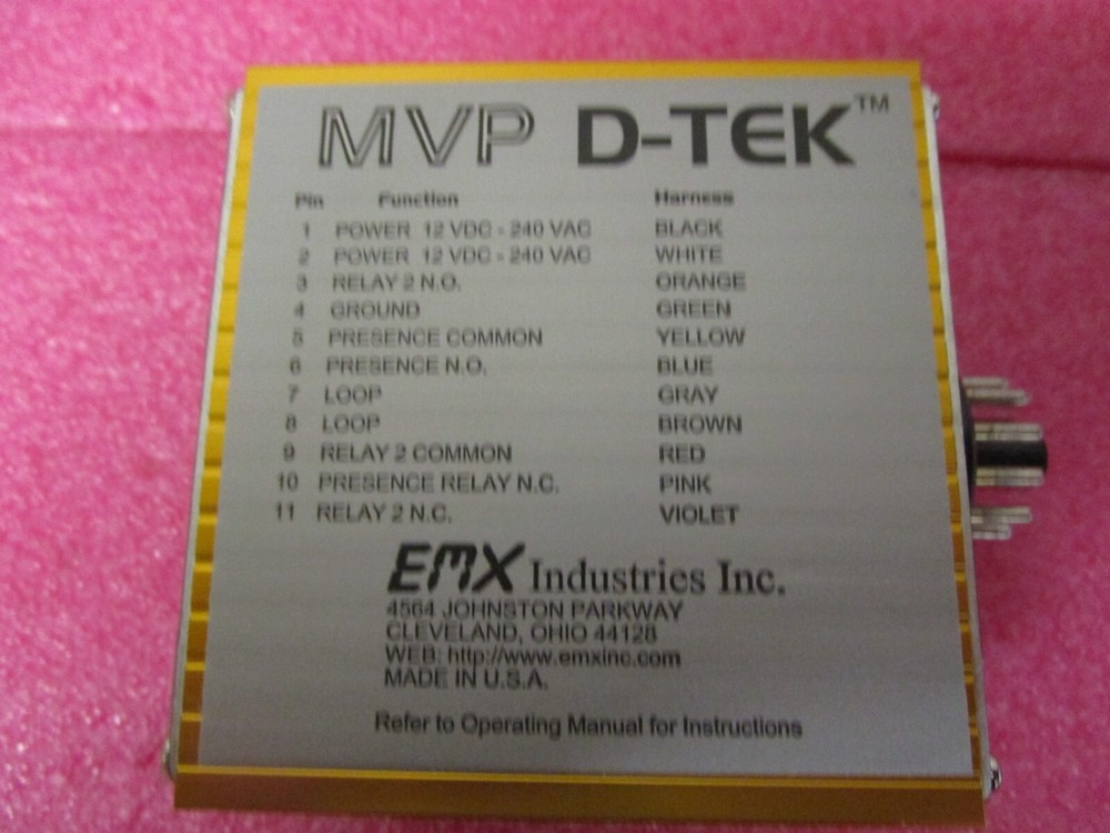EMX MVP D-TEK MULTI-VOLTAGE VEHICLE LOOP DETECTOR 11 PIN EXIT SAFETY DETECTION