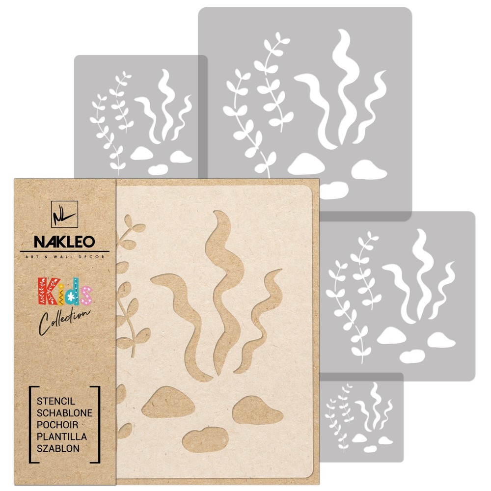 KIDS Reusable Plastic Stencils (5 pcs) // SEAWEED - ALGAE