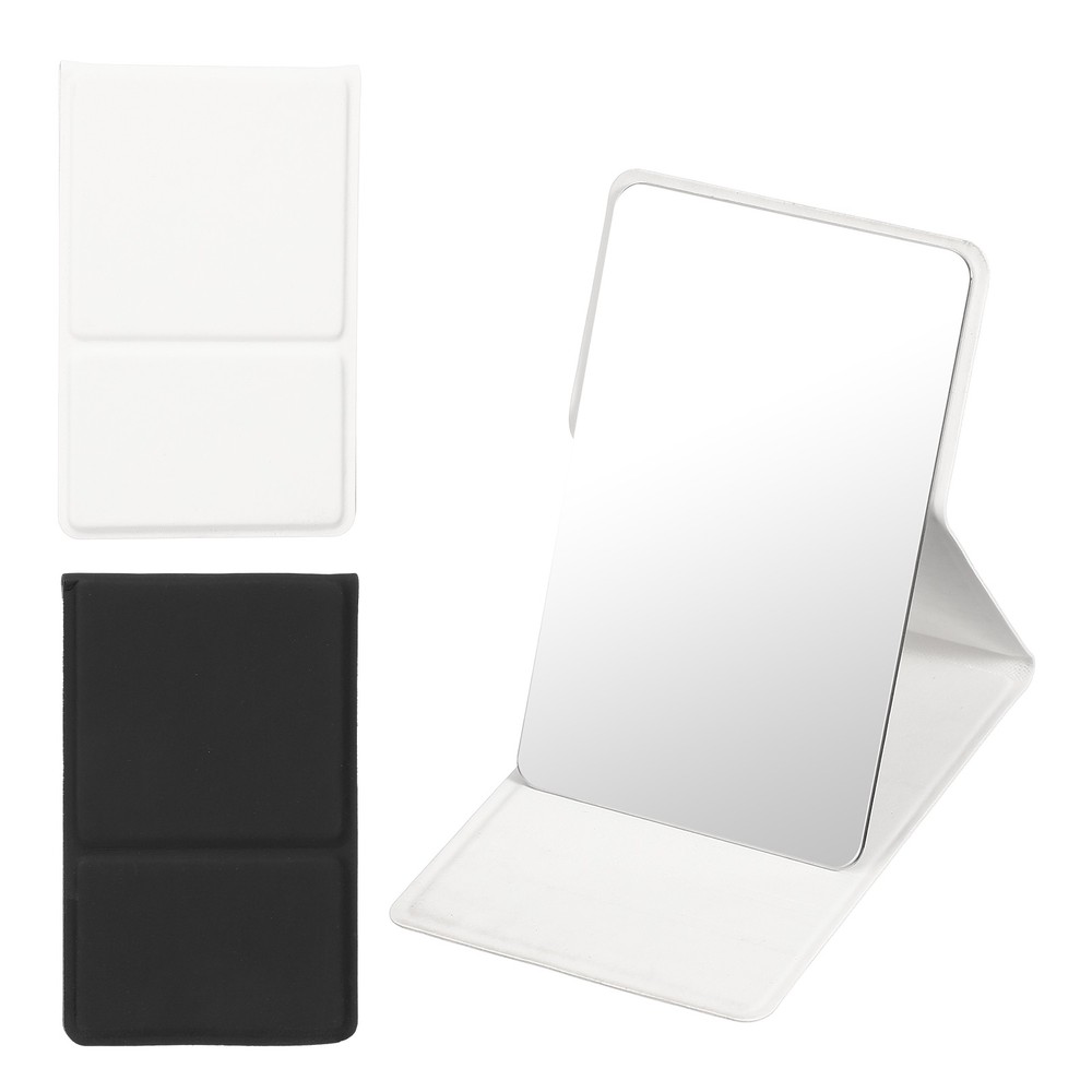 2 Pcs 4.3 x 2.8" Pocket Compact Folding Mirror with Case, White/Black