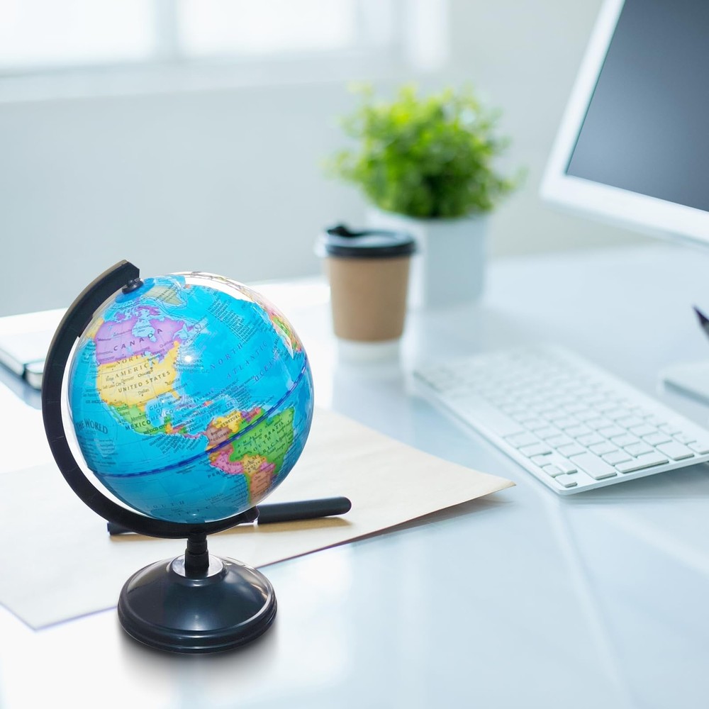 WORLD GLOBE EARTH Map Rotating Geography Ocean Classroom Learning Desktop 6...