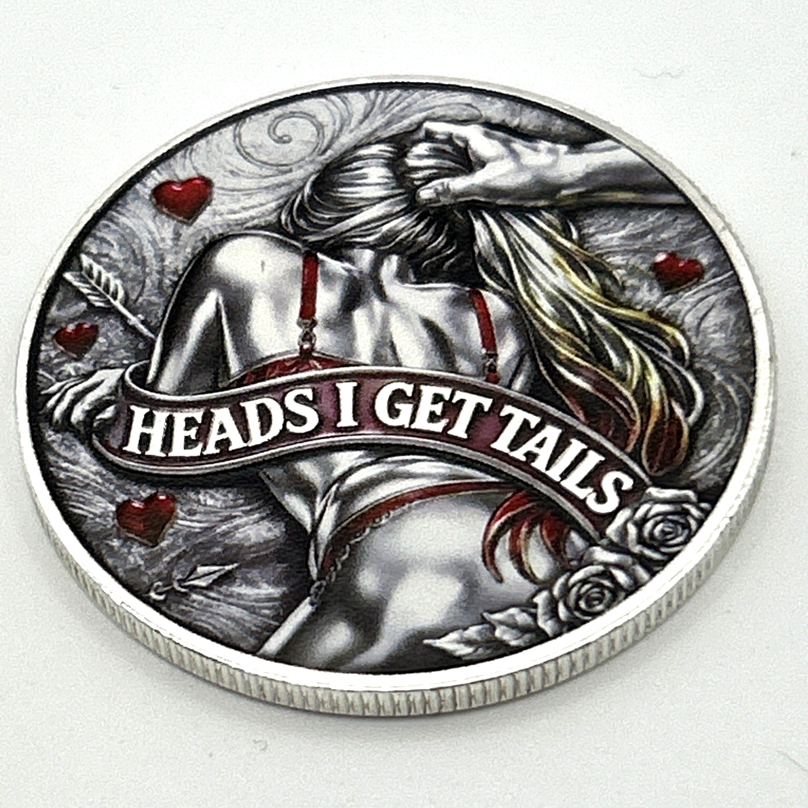 Tails I Get Head...Heads I Get Tail Sexy Lady Flip Coin Challenge Novelty Token