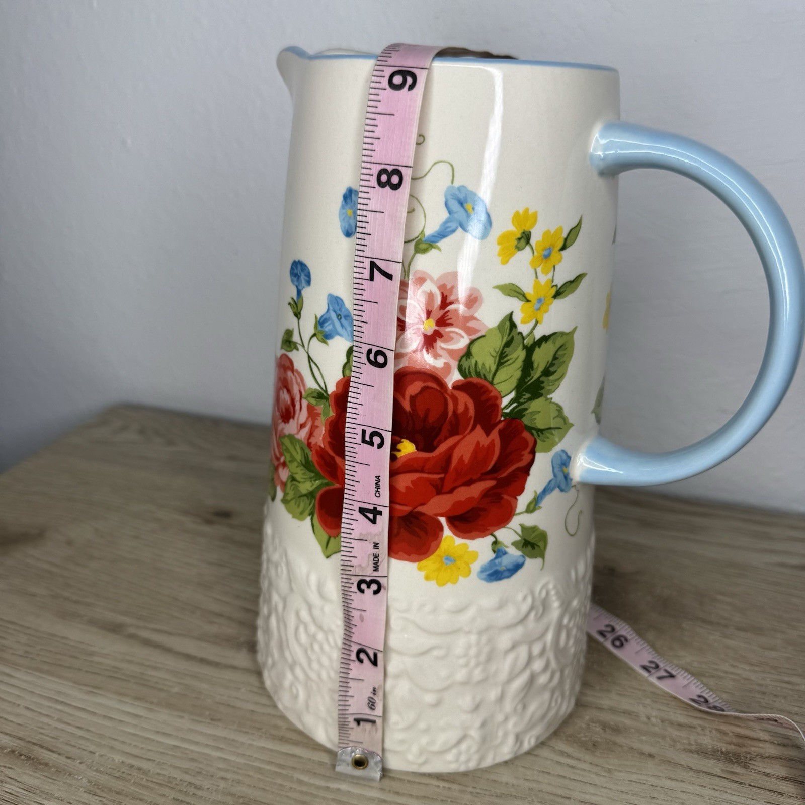 Pioneer Woman Sweet Rose Pitcher 2.1 Quart 9 Inches Talk Floral NEW Western