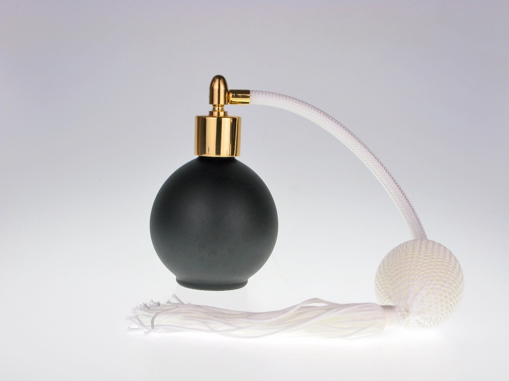 78ml Matte Black Perfume Bottle White Atomizer Tassel, Funnel & Gift Box (GF)