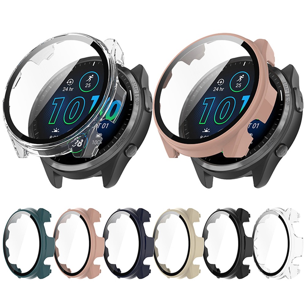 For Garmin Forerunner965 Full Case Cover PC + Tempered Glass Screen Protector