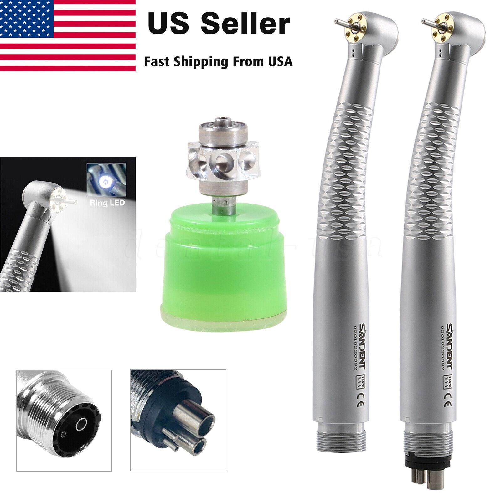 NSK Style Dental LED E-generator High Speed Handpiece 5*Bulb Fiber Optic / Rotor