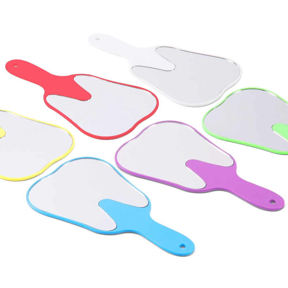 Unbreakable Dental Tooth Shaped Mirror with Handle Plastic Makeup Mirror