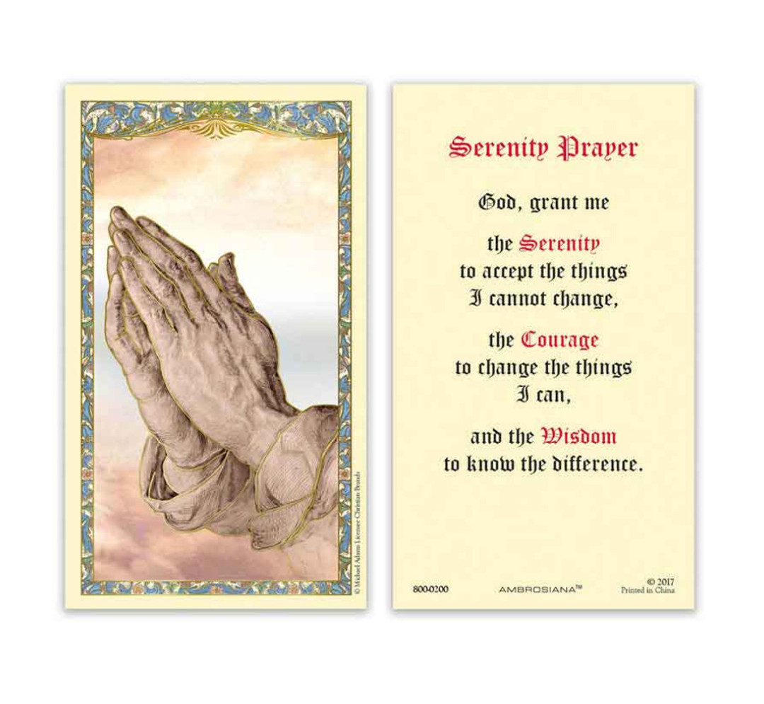 Laminated Serenity Prayer Holy Prayer Card Catholic Serenity Courage Wisdom