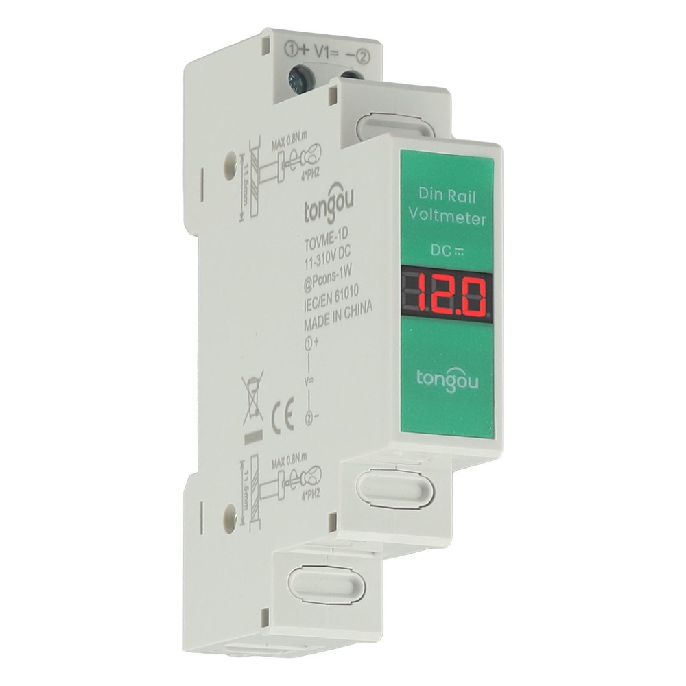 LED Display Voltage Meter for Din Rail Installation Supporting 11 310V DC Range