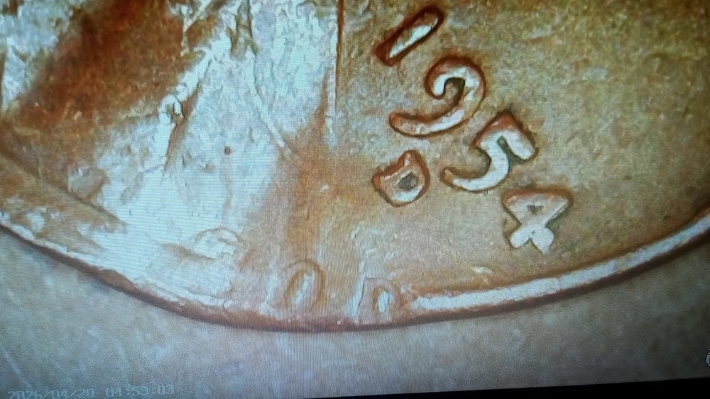 1954 D Lincoln Wheat Cent Error Coin Double Struck