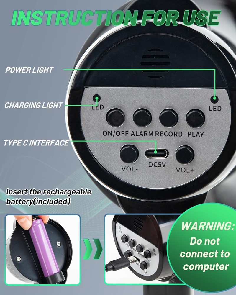 Lightweight 30W Portable Megaphone with Siren and Long-Range Alarm Functionality